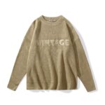 Simple letter embroidery thick needle drop shoulder sweater