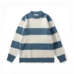 Men’s knitted sweater clashing color patchwork stripes