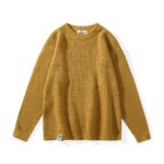 Round neck pullover vintage waffle sweater