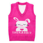 Rabbit cartoon V-neck thickened warm children’s sleeveless undershirt