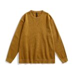 Solid color round neck pullover knit shirt men