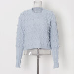 Sheep leg sleeves three-dimensional ball ball short knitted tops