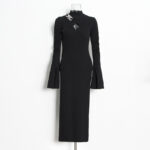 Hollow long knitted slim dress