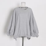 Round neck bat lantern sleeves hem irregularity Sweatshirt