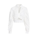 Spring and summer new pleated twist knot lapel shirt