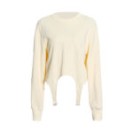 Round neck solid color irregular hem Sweatshirt