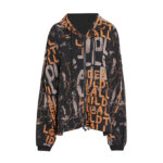 Printed letters street style cardigan hooded Sweatshirt