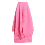 Pleated solid color double layer high waist long irregular half skirt