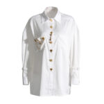 Solid color irregular button decorated shirt