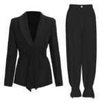 Fashion design sense suit wide leg pants two-piece set