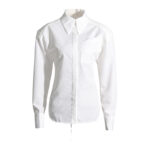 Lapel collar long sleeve backless lace-up solid color shirt