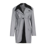 Lapel collar collision color stitching removable long sleeve pocket jacket