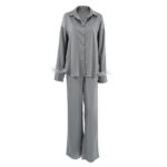 Feather pajamas long sleeve texture loose ice silk pajama pants