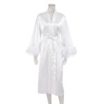 Cardigan feather satin nightgown loose