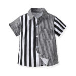 Striped lapel short-sleeved shirt