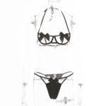 Bow tie three-point sexy breast exposure erotic lingerie