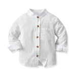 Boys’ plain white long-sleeved shirts