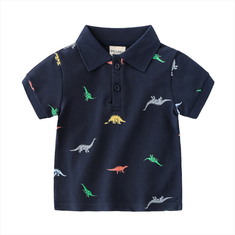 Boys’ cartoon short-sleeved polo shirt