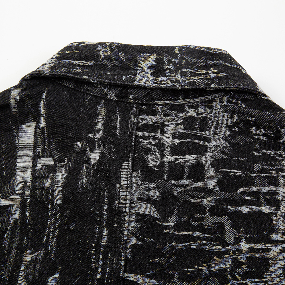 Jacquard non-specification hole in the denim jacket men