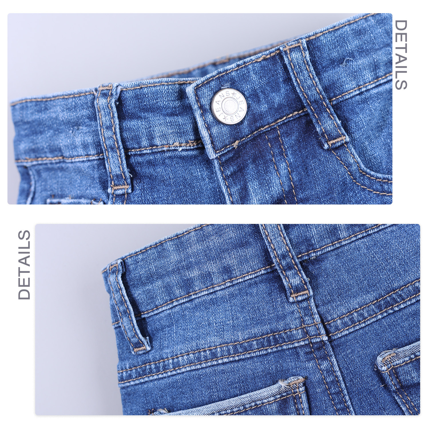 Pure quality stretch design children’s denim seven-point pants