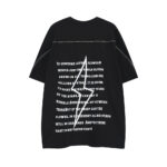 Lightning pattern zipper patchwork short-sleeved T-shirt