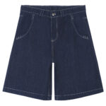 Letter print straight-leg denim shorts