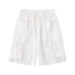 Solid color straight multi-pocket work sports shorts