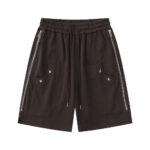 Pocketed loose sports zip patchwork casual shorts