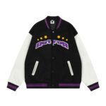 Long-sleeved color-blocked towel embroidered letters jacket