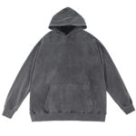 Washed and aged solid color hooded sweatshirt